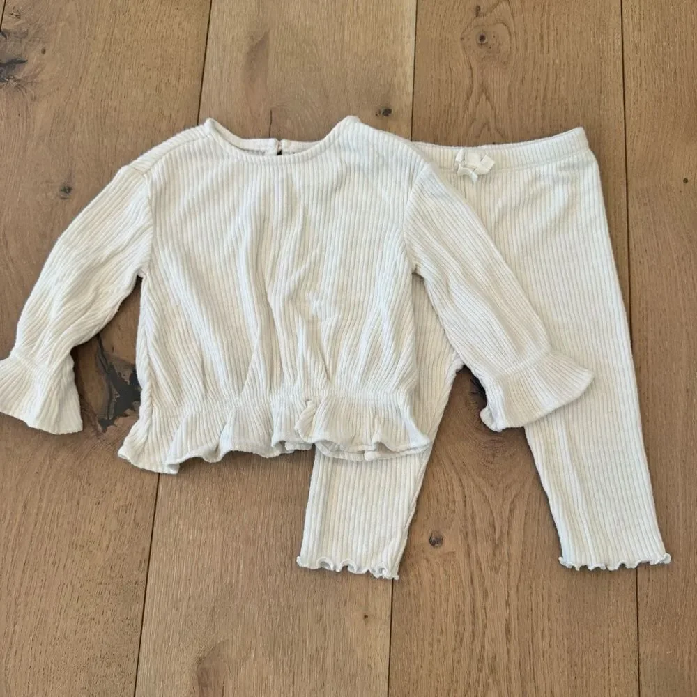 Cream Ruffle Baby Sweater and Pants Sets - Baby Gap Bundle